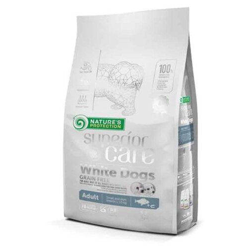 NATURE PROTECTION White Dog Small Mini Bela Riba I Račići 1,5kg Slike