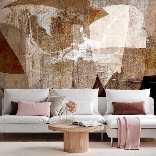  Foto tapeta - Geometric abstraction with shapes - composition in brown colours 196x140 Samoljepljiva Cene
