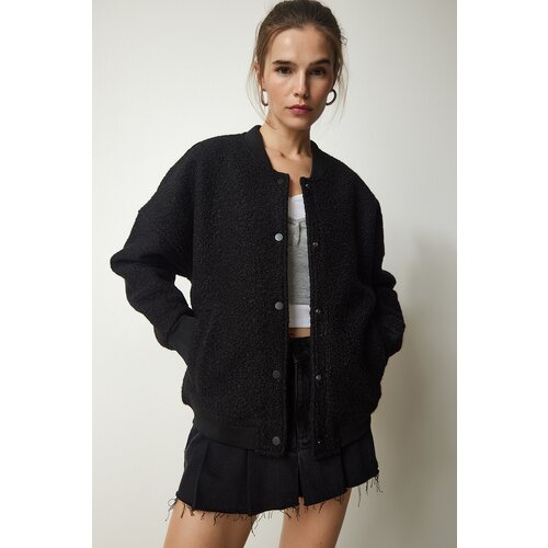 Happiness İstanbul Women's Black Buttoned Boucle Jacket Cene