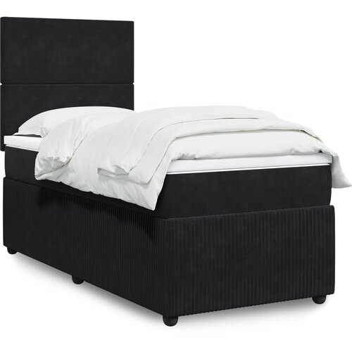 vidaXL Box spring postelja z vzmetnico črna 90x200 cm žamet Cene