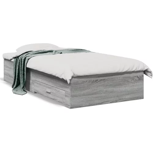  Okvir kreveta s ladicama siva boja hrasta 90 x 190 cm drveni