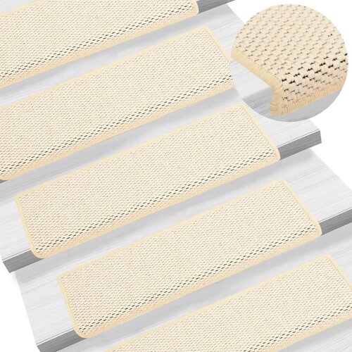 vidaXL Samolepilne preproge za stopnice sisal 15 kosov 65x21x4 cm krem, (20753407) Cene