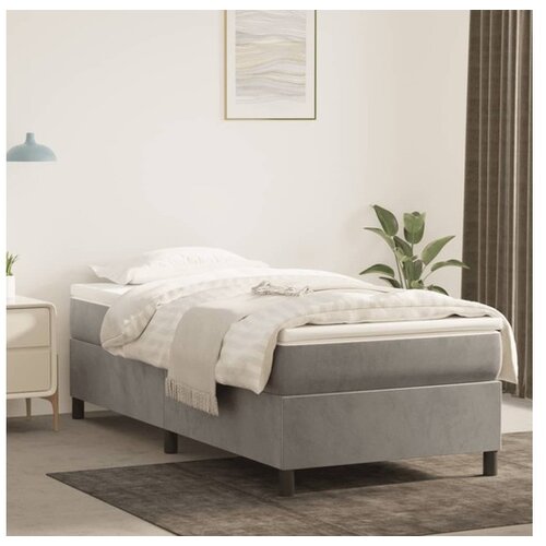  Box spring postelja z vzmetnico svetlo siva 100x200 cm žamet Cene