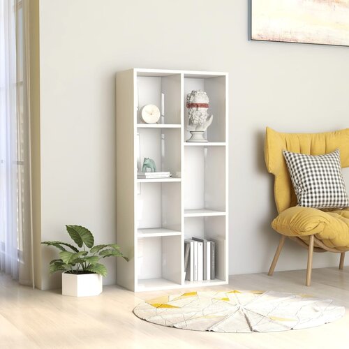 vidaXL knjižna omara visok sijaj bela 50x25x106 cm iverna plošča Cene