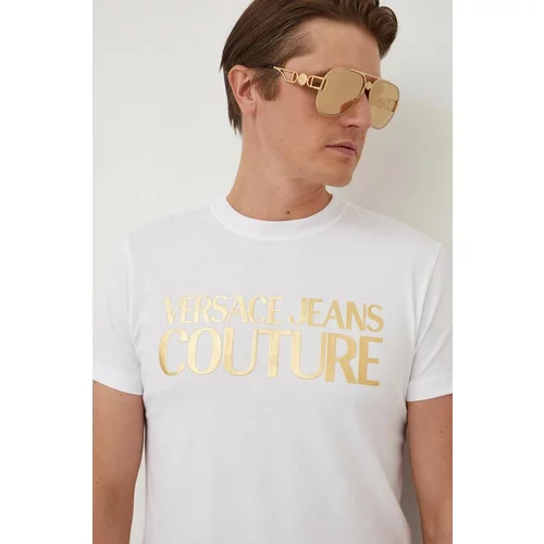 Versace Jeans Couture Pamučna majica za muškarce, boja: bijela, s tiskom