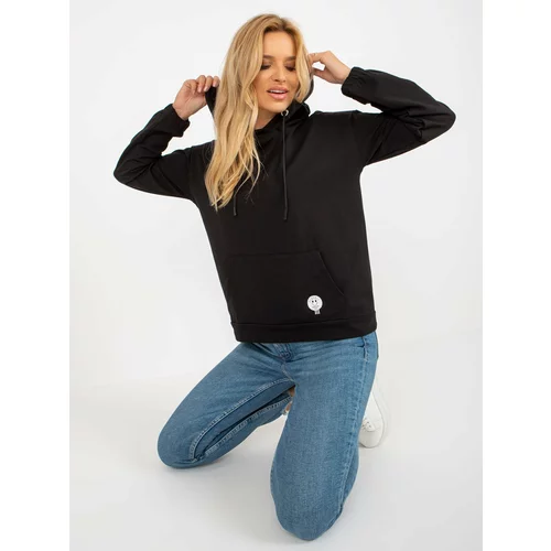 Fashion Hunters Women's Black Cotton Kangaroo Sweatshirt