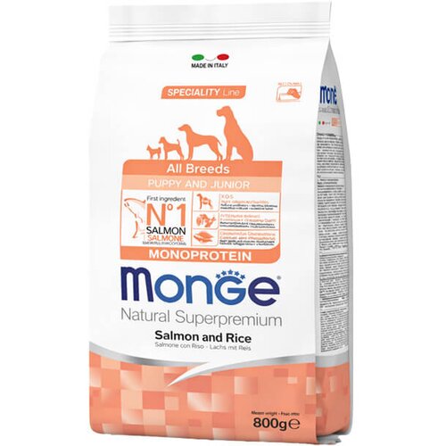 Monge hrana za štence i juniore svih rasa sa lososom i pirinčem (monoprotein) (800g, 2,5kg i 12kg) 800g Cene