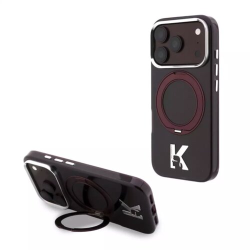  maska karl lagerfeld iml ring stand 360 kameo metal magsafe za iphone 17 pro max/ 18 pro max burgundy Slike