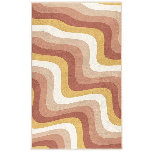 Mila Home Oker rumena/prašno rožnata pralna preproga 60x100 cm Creamy Strawberry Swirl – Cene