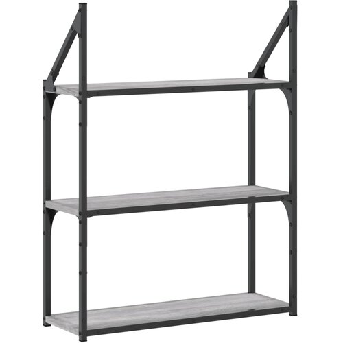  Zidna polica s 3 razine sivog hrasta sonome 60x21x78,5cm drvena Slike