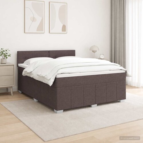  Boxspring krevet s madracem Tamno smeđa 140 x 200 cm Tkanina Slike