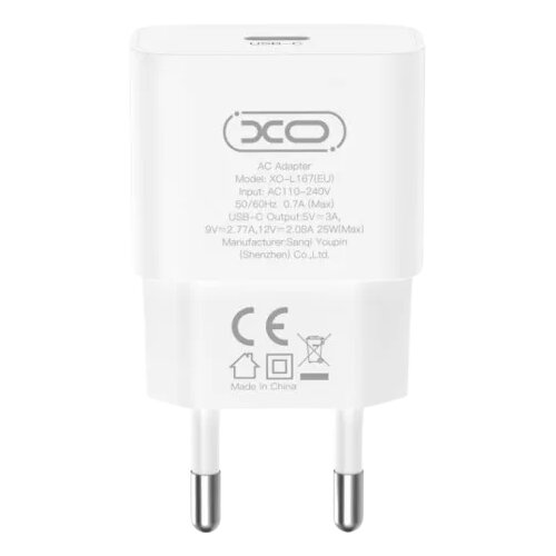 XO Kucni punjac L167 USB-C 25W fast White &ndash; glava Cijene