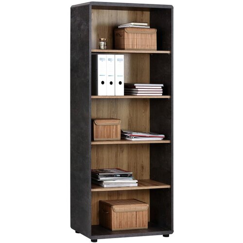 M&amp;ouml;max pisarni&amp;scaron;ki regal fontana Ftr04, temno siva, hrast Slike