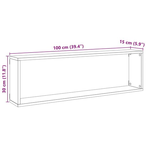  Kockaste zidne police 2 kom boja staro drvo 100x15x30 cm drvene Slike