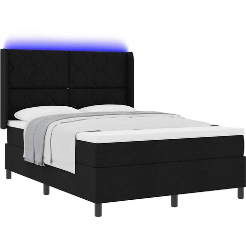  LED Box Spring Krevet s uzglavljem Crna 140 x 190 cm tkanina Slike
