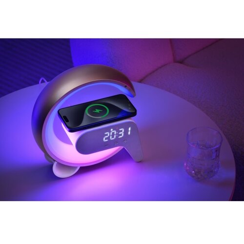  Immax 08986L-LED RGB prigu&amp;scaron;iva lampa sa budilnikom i Qi bežičnim punjenjem 30W/230V zlatna Slike