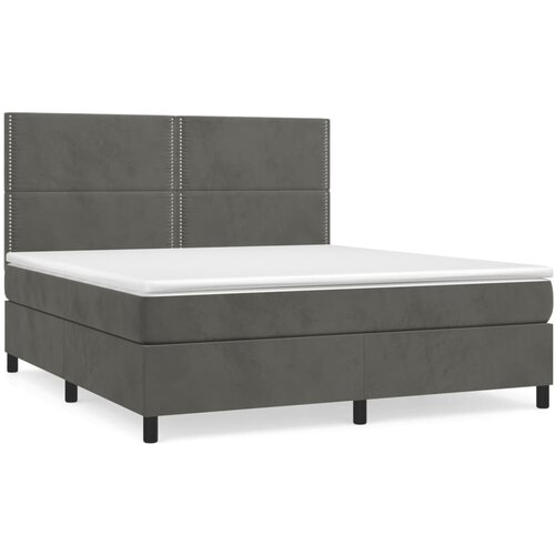 VidaXL Box spring postelja z vzmetnico temno siva 180x200 cm žamet, (20901702) Slike