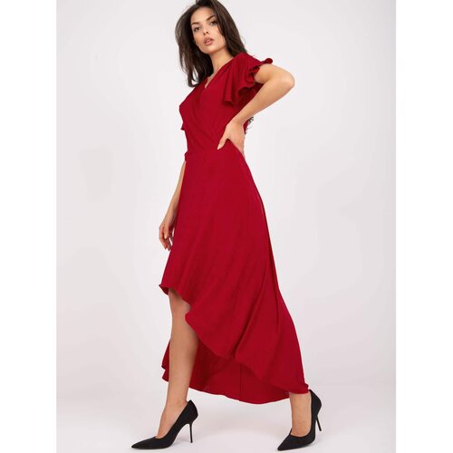 Fashionhunters Red evening dress with a longer back Cene