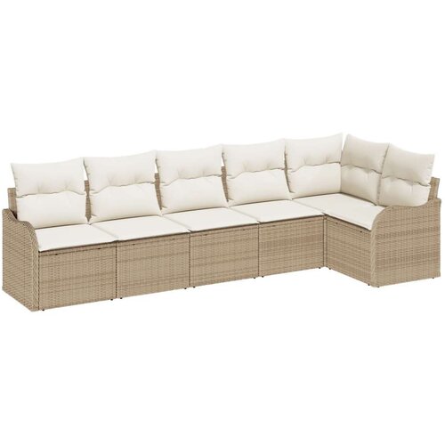  6-dijelni vrtni set sofe s jastučićima bež poli rattan  2-sjedna vrtna sofa s jastučićima bež poli rattan Cijene