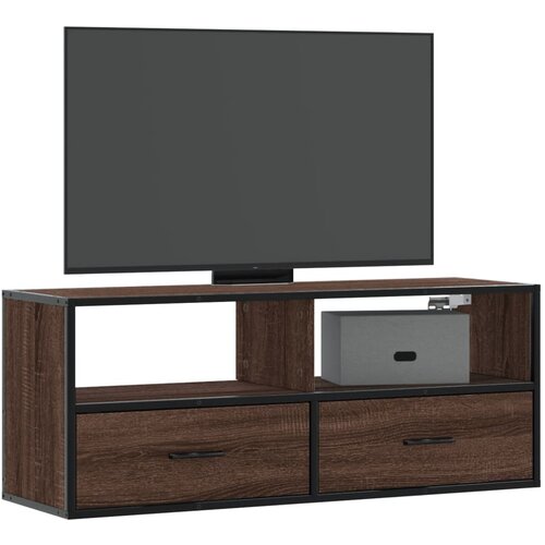 VidaXL TV omarica rjavi hrast 100x31x39,5 cm inženirski les in kovina Slike