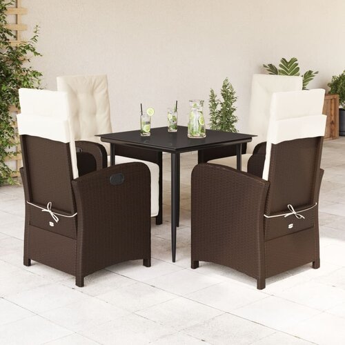  5-dijelni vrtni blagovaonski set s jastucima poliratan smeđi Smeđa 80 cm table length Cene