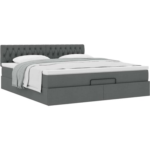 VidaXL Otomanski krevet s madracem tamnosivi 160x200cm od tkanine Slike