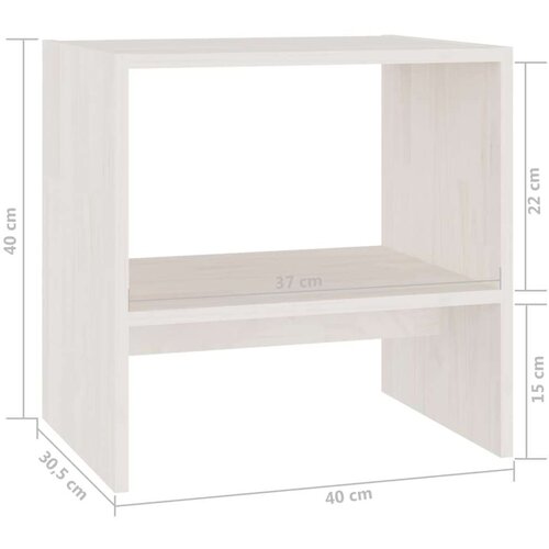 VidaXL noćni ormarići 2 kom bijeli 40x30,5x40 cm od masivne borovine Slike