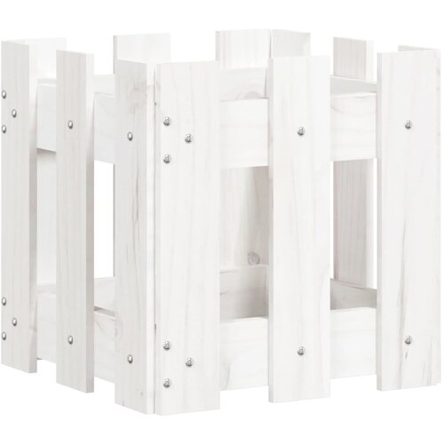  Vrtna sadilica s izgledom ograde bijela 30x30x30 cm od borovine Slike