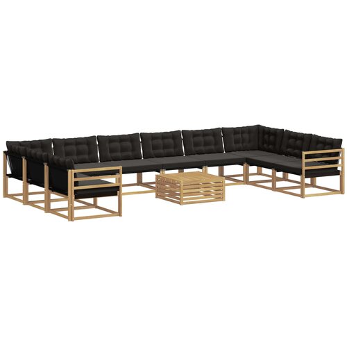 vidaXL Zunanja garnitura za sedenje z blazino 11 pcs Bela in črna, (5000282023) Cene