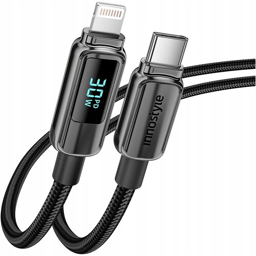 Innostyle USB-C LIGHTNING KABEL Z ZASLONOM ZA IPHONE 12 13 14 30W 1M, (5000334672) Slike