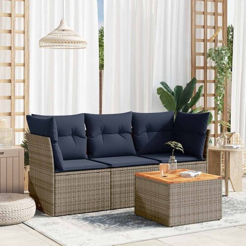 4-dijelni set vrtnih sofa od poliratana s jastucima sivi Cijene