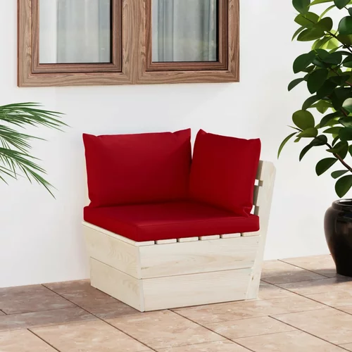 vidaXL Vrtni kotni kavč iz palet z blazinami impregnirana smrekovina