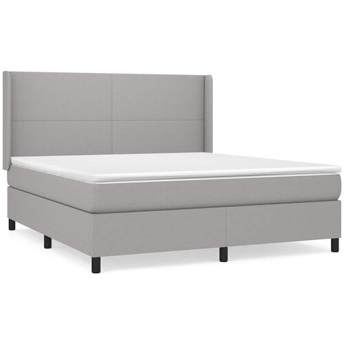  Krevet s oprugama i madracem svjetlosivi 180x200 cm od tkanine Slike