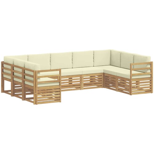 vidaXL Kotna sedežna garnitura z blazino 9 pcs Bela in krem Poliester, (5000283866) Cene