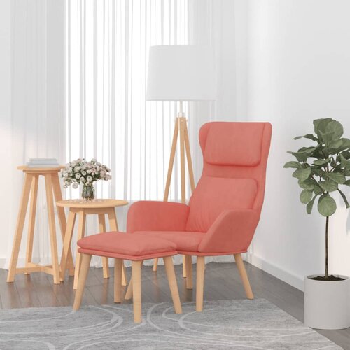  The Living Store Stol za sproščanje s stolčkom roza žamet - Stol Za Sproščanje S Stolčkom, (21440521) Cene