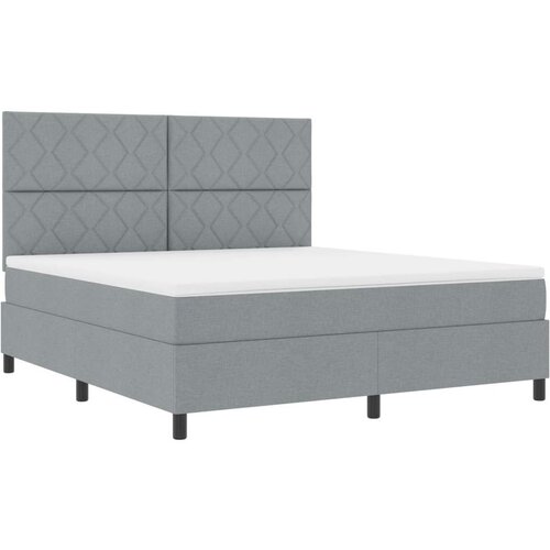 VidaXL box spring krevet s du&amp;scaron;ekom svjetlosivog super king tkanine Slike