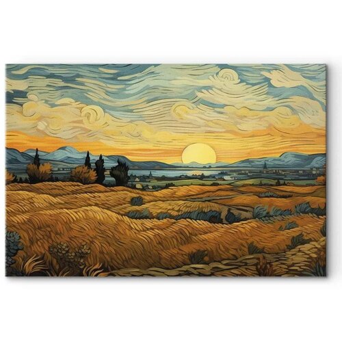  XXL slika - Impressionistic fields - painted golden landscape with fields of grain 130x87 Slike