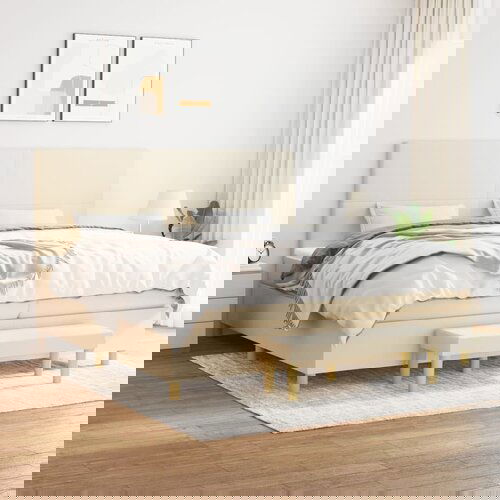 The Living Store Box spring postelja z vzmetnico krem 200x200 cm blago - Box Spring Postelja, (21514502) Cene