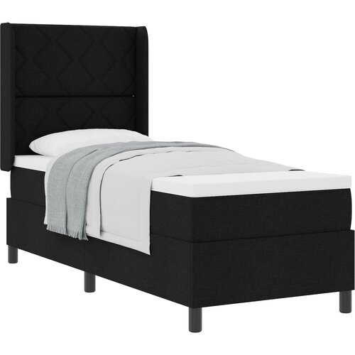 vidaXL Box Spring Postelja z Blazino Črna 90x190 cm Tkanina, (22050643) Cene