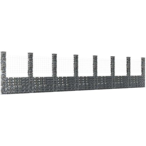 vidaXL Gabion ko&scaron;ara U-oblike z 8 stebri železo 860x20x200 cm Cene