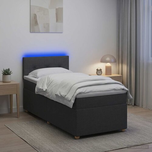  Krevet s box springom, madracem i LED-om Tamnosiva 90 x 190 cm Cijene