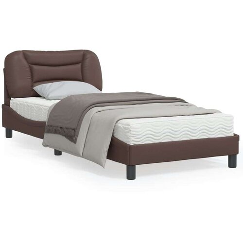  Posteljni okvir z vzglavjem rjav 90x200 cm umetno usnje, (21088941) Slike