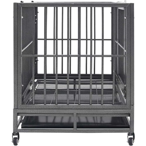 VidaXL Kavez za pse s kotačima čelični 92 x 62 x 76 cm Slike