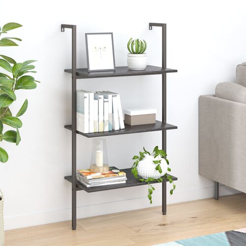  The Living Store 3-nadstropni prislonski regal črn 64x35x120,5 cm - Prislonski Regal, (21439709) Slike