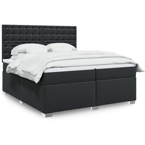 VidaXL Krevet s oprugama i madracem crni 200x200 cm od umjetne kože Slike