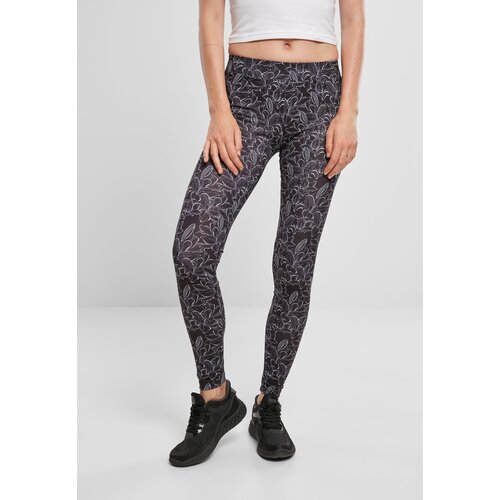 Urban Classics Women's leggings AOP hibiscus black Cene