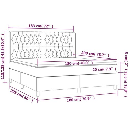  Krevet box spring s madracem LED plavi 180x200 cm od tkanine Slike