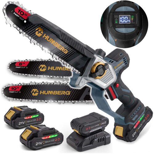 Humberg HM-437 PRO akumulatorska lančana pila za grane plava, 2 &times; 2,0 Ah, 10&Prime; / 8&Prime; Cijene