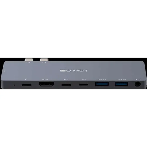 Canyon DS-8 Multiport Docking Station with 8 port 1*Type C PD100W+2*Type C data+2*HDMI+2*USB3.0+1*Audio. Input 100-240V