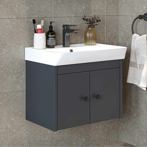 Hanah home kupatilski ormarić sa lavaboom Ada, 60 cm, antracit Slike